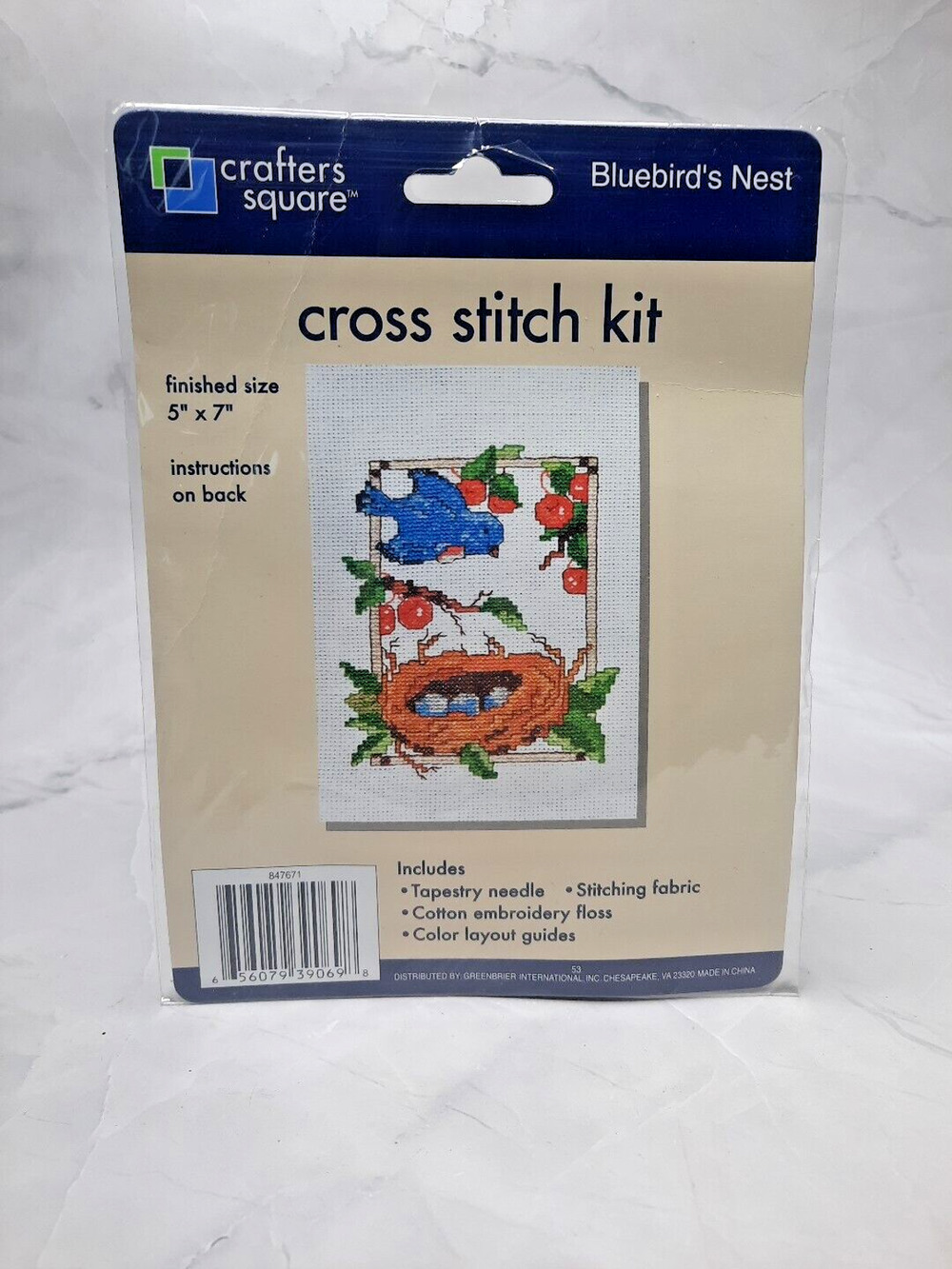 Crafters Square Cross Stitch Kit Bluebirds Nest 5x7